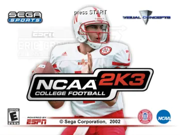 NCAA College Football 2K3 screen shot title